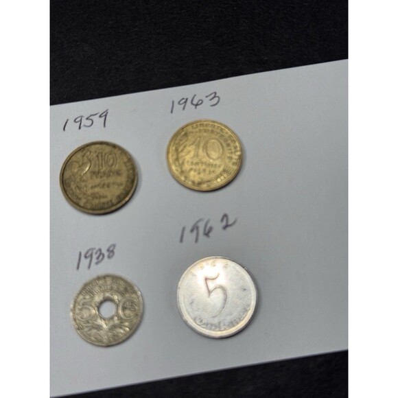 10 French Coins 1938 , 1940's 1960's - Picture 6 of 6